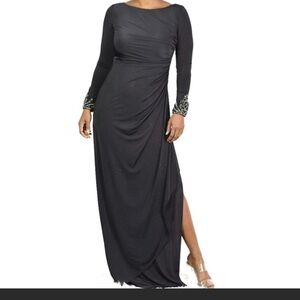 Adrianna papell black embellished gown size 4